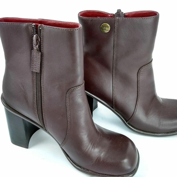 Tommy Hilfiger Brown Leather Gracie Low Boots 7.5 - Picture 3 of 8